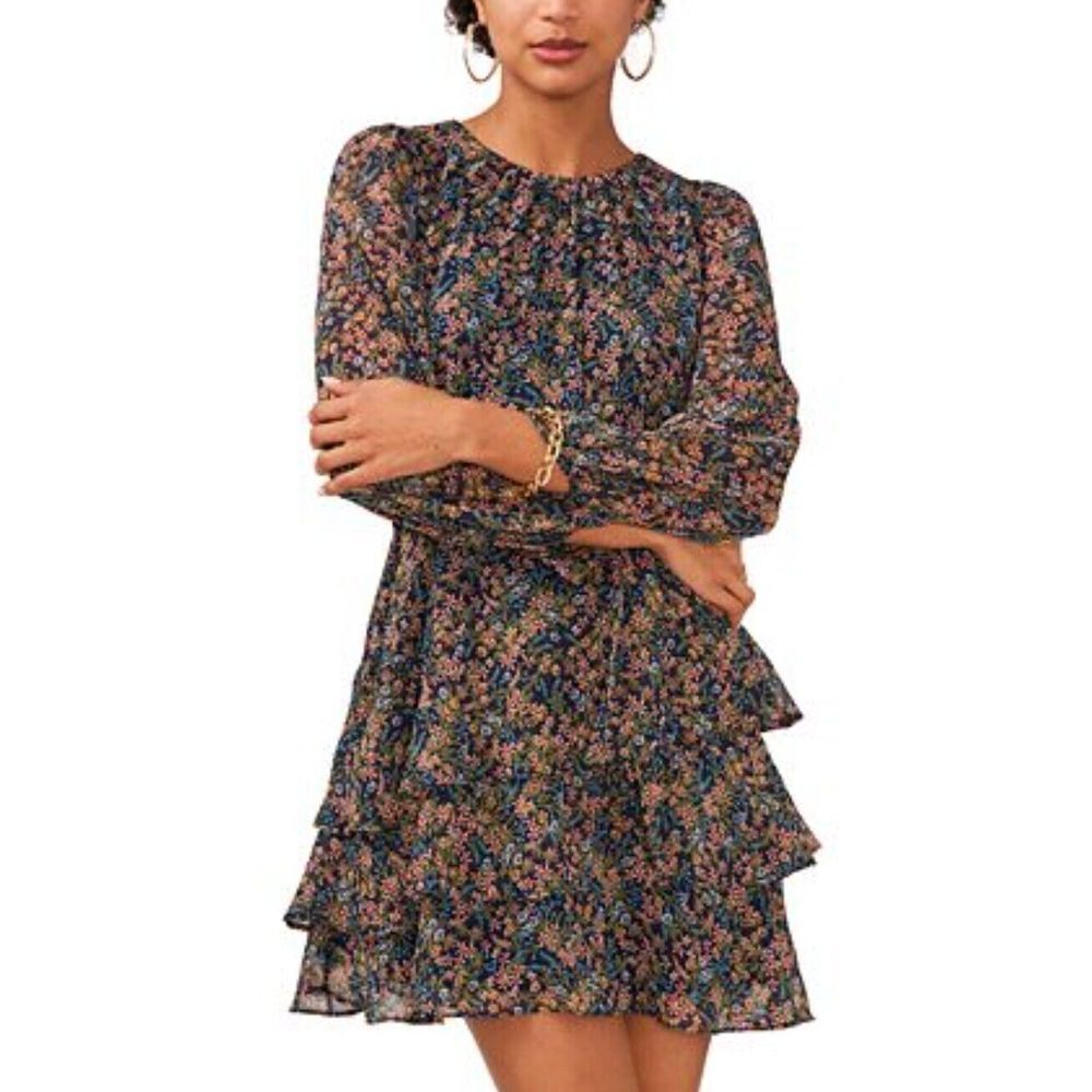 MSK Petite Floral Print  Tie‎ Belt Blouson Sleeve Fit-and-flare Dress NWT